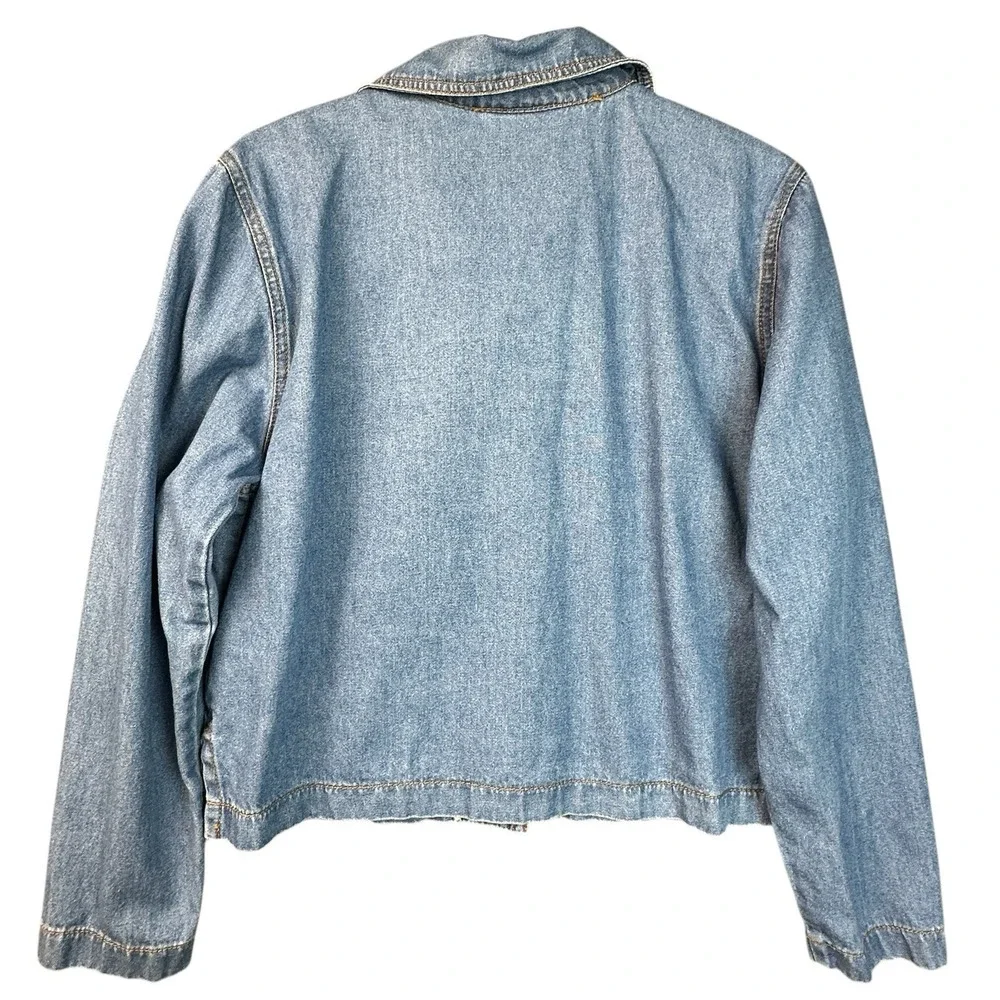 VTG Monique Fashions Denim Dress Jacket Set Size 8 Light Blue‎ Embroidered USA